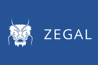The Zegal dragon logo on a blue background.