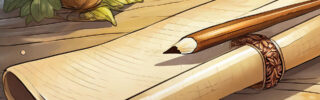 An animated parchment and a quill to symbolise legal fonts.