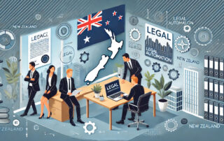 A busting legal office in New Zealand. You can tell it's NZ because there's a big flag on the office wall.